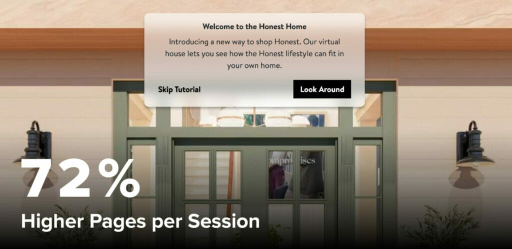 including a welcome tutorial at the beginning of a virtual store encourages customers to explore 72% more pages per session